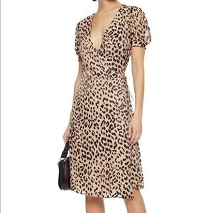 Alice + Olivia Chiffon Wrap Dress Leopard